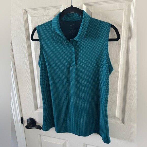 Nike Dri-Fit Golf Tennis Polo Collared Tank Top Teal Geometric Sz Med - Picture 14 of 14